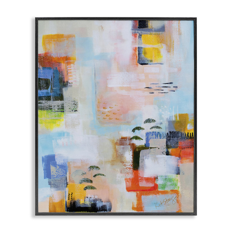 Avec une vue abstraite, estampe numérique, design par Katherine Irvin, H 14 po x l 11 po, Giclée encadrée noir minuit