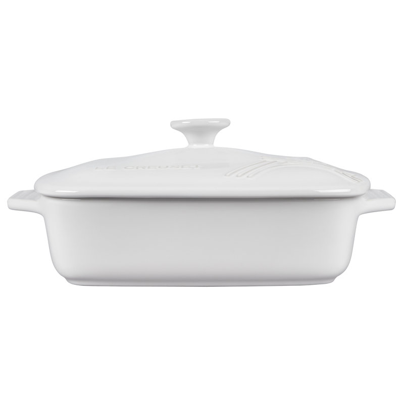 Le Creuset Stoneware Square Casserole with Lid, White