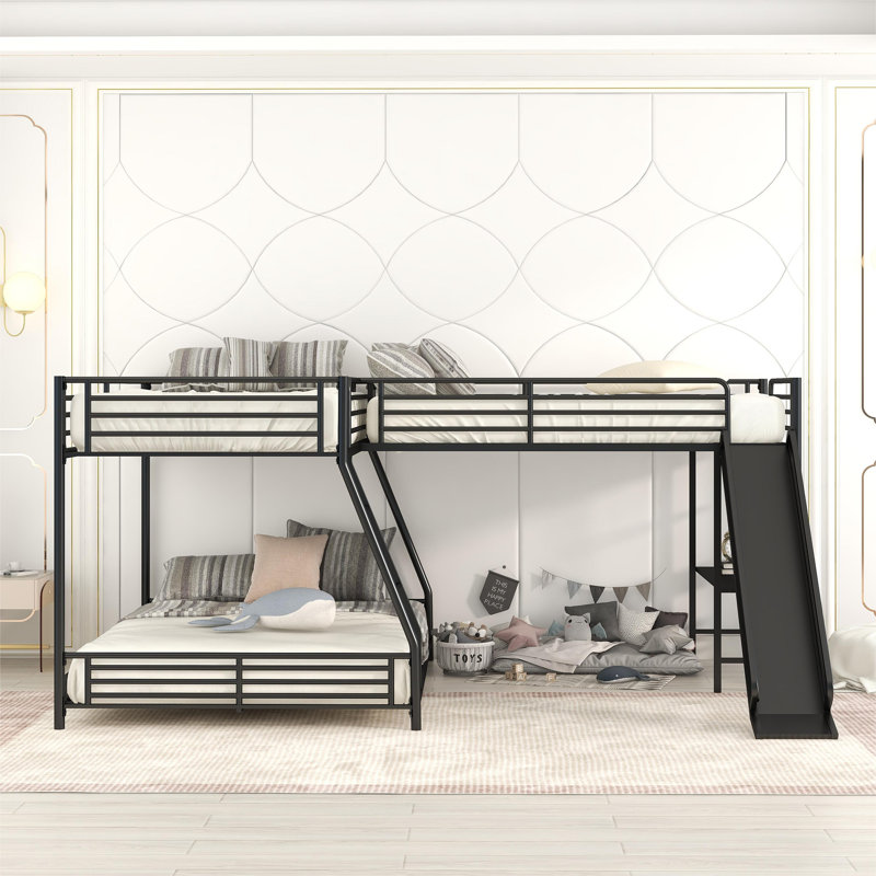 L Shape Triple Bunk Bed With Slide