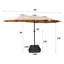 Double parasol avec grand abat-jour pour plage - tissu de cour arrière taupe 15 pi