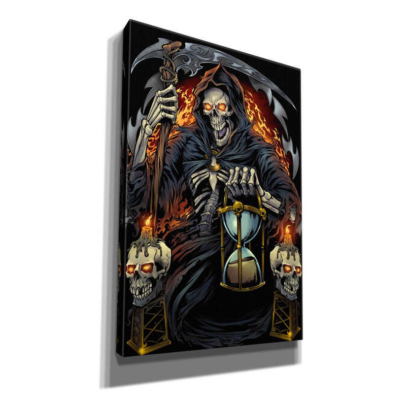 Aatiqa " Grim Reaper With Hourglass ", 60" H x 40" W x 1.5" D