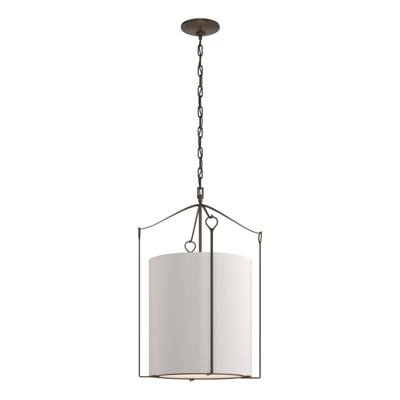 Bow 3 - Light Lantern Cylinder Pendant, Bronze, Flax