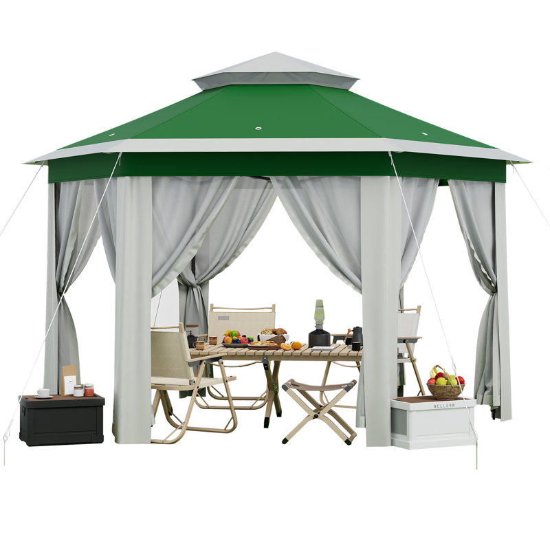 Outdoor Gazebo for Patio, Pop Up Canopy Tent with Mosquito Netting, Heavy Duty Party Tent, Green