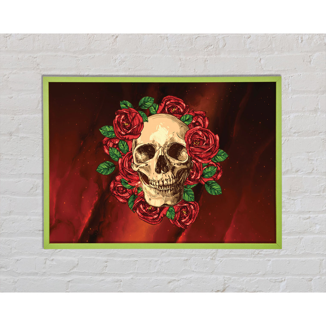 Izzy Roses Round A Skull - Einzelner Bilderrahmen Kunstdrucke