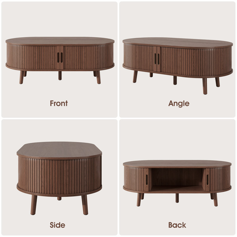 Mid Century Modern Coffee Table 42.5"W with Storage
