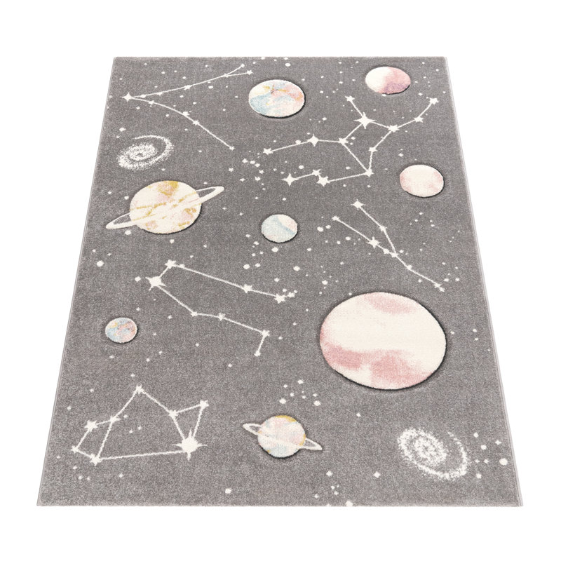 Tapis gris pour bébé et enfants Baris, Rectangle 2 pi 8 po x 4 pi 11 po