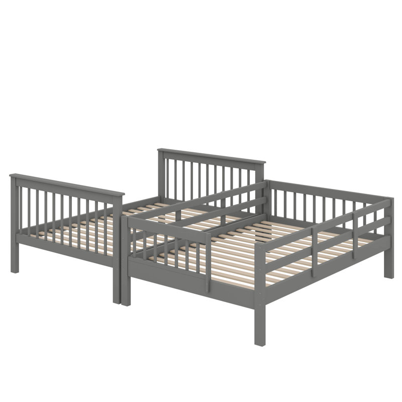 Full-Over-Full Bunk Bed With Guard Rail And Storage, Gray
