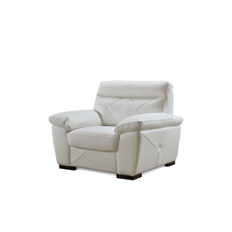 Otto Leather Armchair, White Genuine Leather