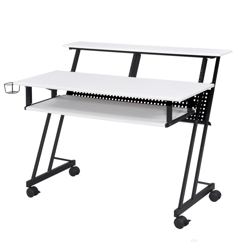 Bureau avec plateau pour clavier Music Studio (bureau), Blanc
