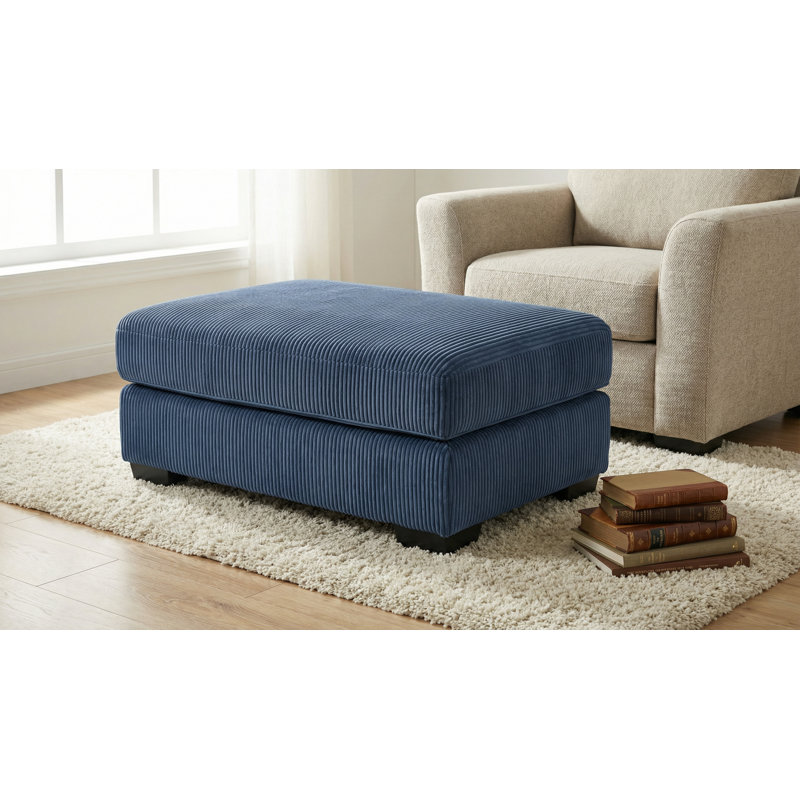 Corduroy Ottoman Module For Modular Sectional Sofa, Dark Blue