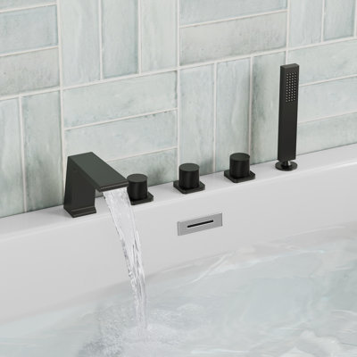 Robinet de baignoire romaine à cascade à 3 poignées avec inverseur et douche à main