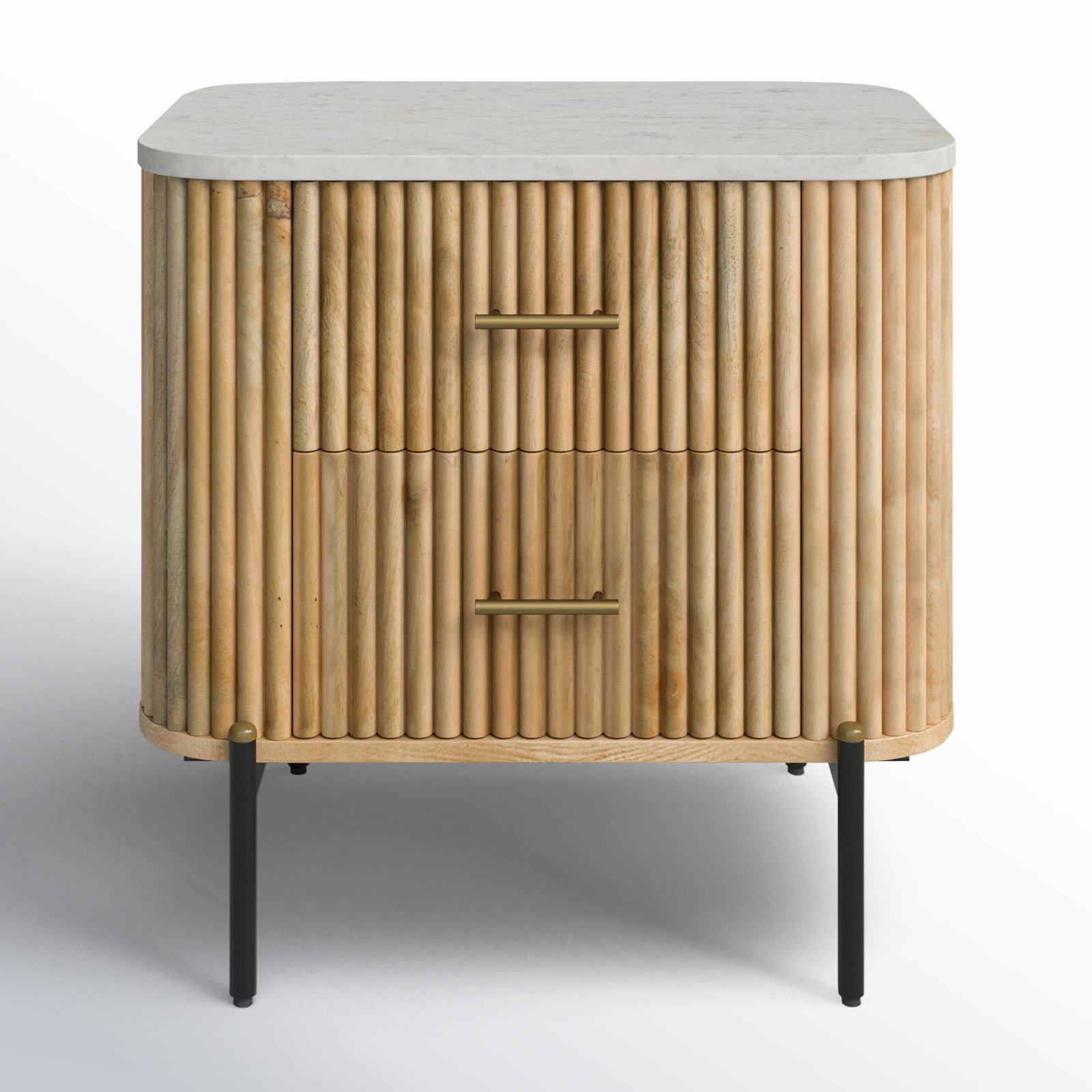 Carmela White Marble & Mango 2 Drawer Nightstand