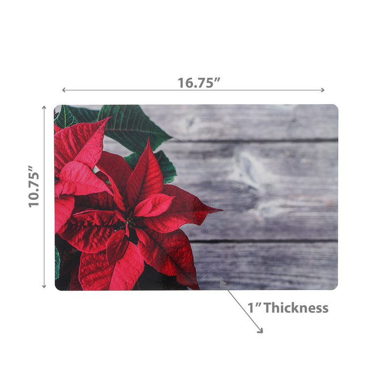 Napperon de Noël en plastique poinsettia sur planche - ensemble de 12