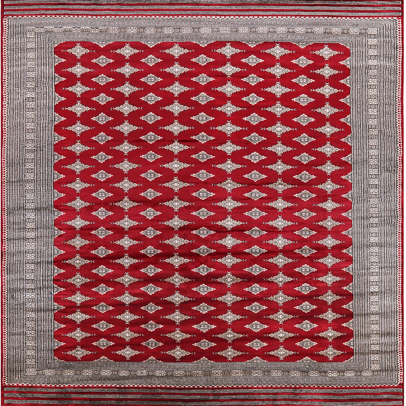 Tapis rouge / gris Sarina Southwestern, Square 4'