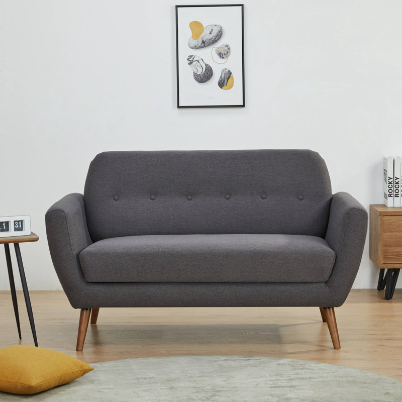 Causeuse à accoudoirs arrondis de 58 po Carolos, Gris anthracite