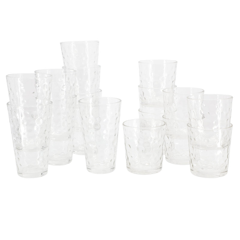 Wrought Studio™ Hemby 16 Piece Bubble Glass Drinkware Set
