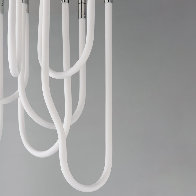 Soleil-Flush Mount Chandelier, Polished Chrome