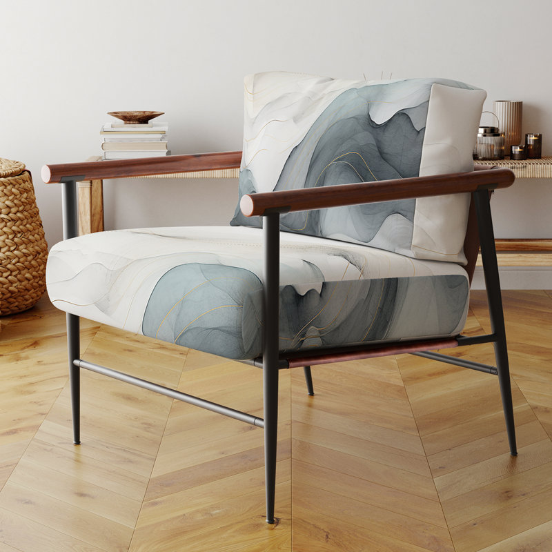 Fauteuil d'appoint rembourré abstrait bleu II, Doré