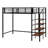 Twin Size Metal Loft Bed With Upper Grid Storage Shelf & Lateral Storage Ladder-1839216904