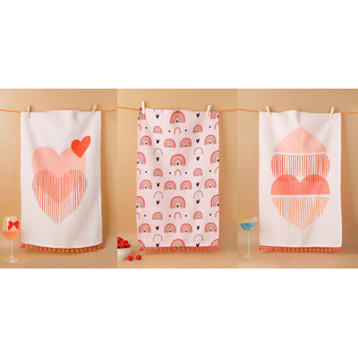 Modern Heart & Rainbow Kitchen Towel Set