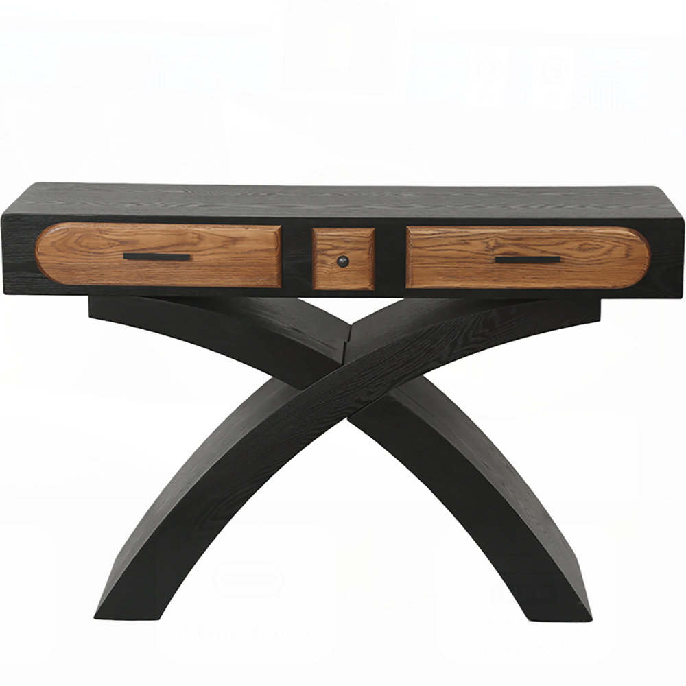 Latitude Run® Ashwood Veneered Console Table with Cross Legs, Two ...