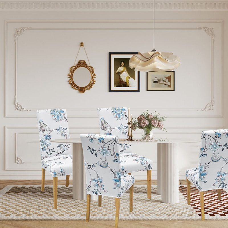 Housse pour chaise de salle à manger, Polyester bleu / blanc