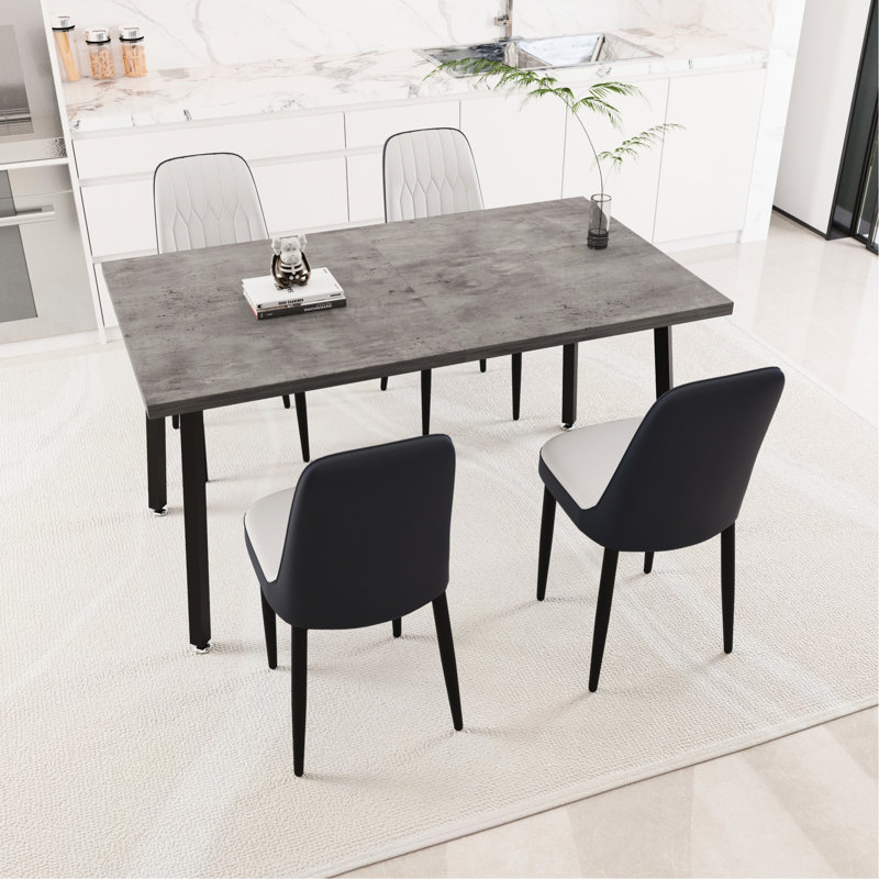 Table de salle à manger extensible rectangulaire et ensemble de chaises en polyuréthane