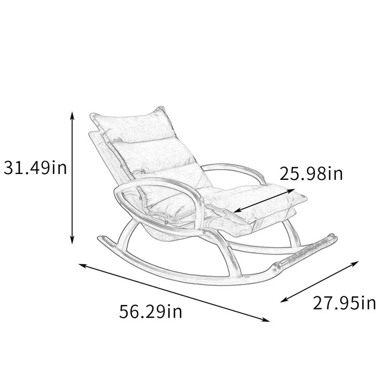 Chaise berçante en bois avec coussin amovible Home, Gris