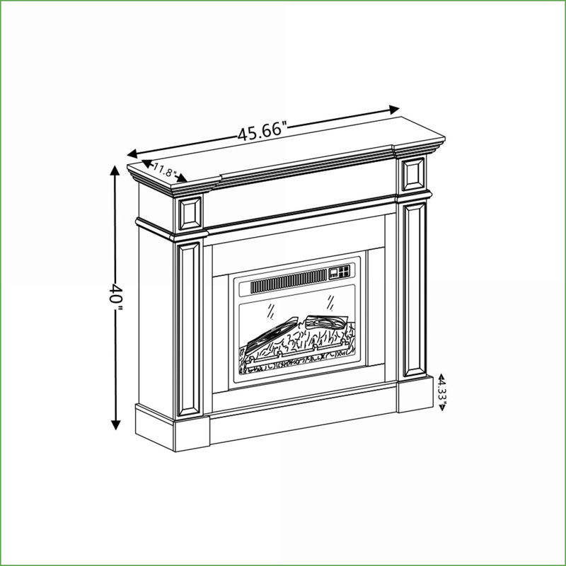 Foyers, foyer électrique autoportant classique avec manteau de cheminée, flamme DEL réaliste, minuterie à distance, finition cerisier, l 45,7 po | Panneau de fibres à densité moyenne | Cerisier