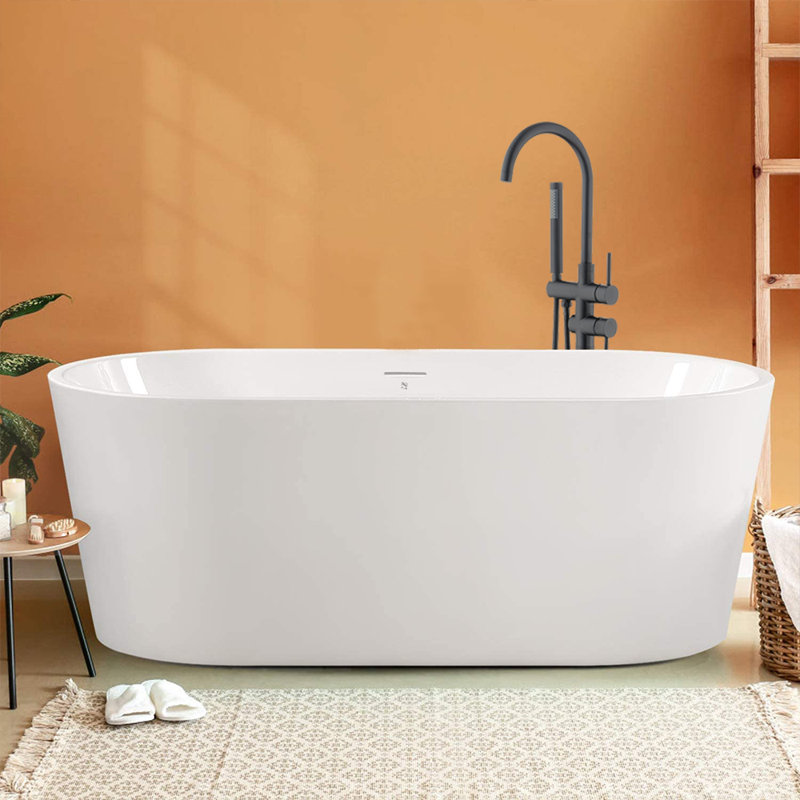 Floor Tub Spout with Diverter,  Matte Black