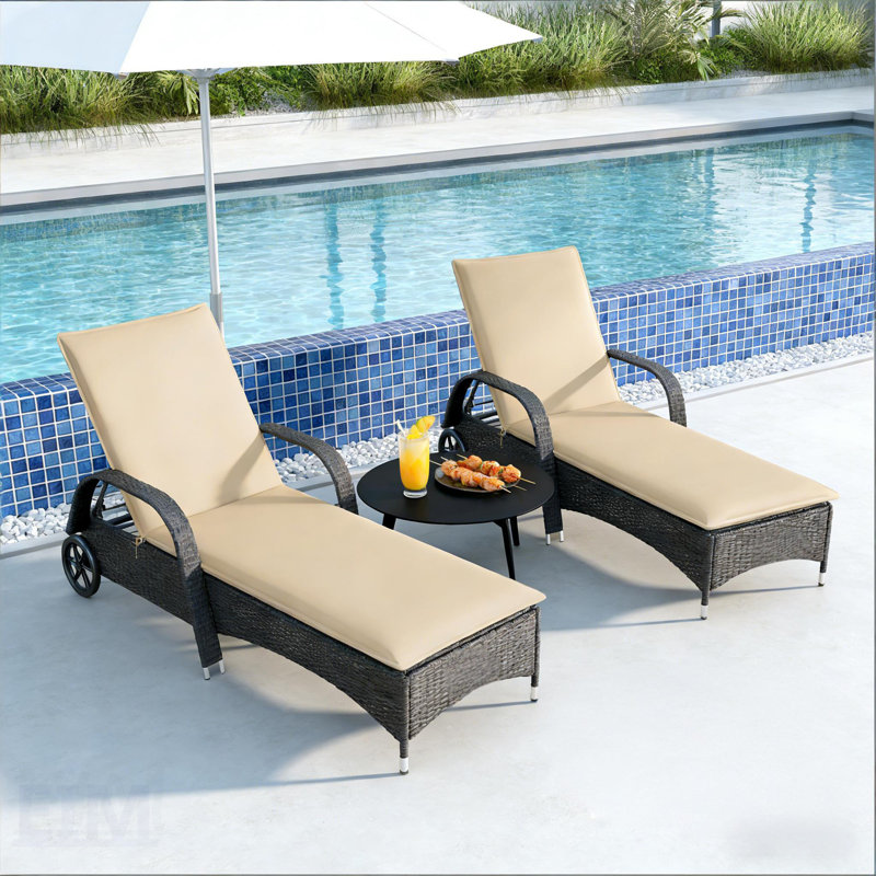 Ensemble de 2 coussins de chaise pliables beiges en mousse haute résilience pour le confort et la durabilité à l'extérieur
