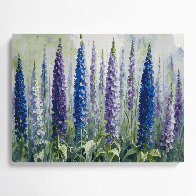 Art mural en métal Botanical Delphinium, H 96 po x l 120 po x P 0,05 po