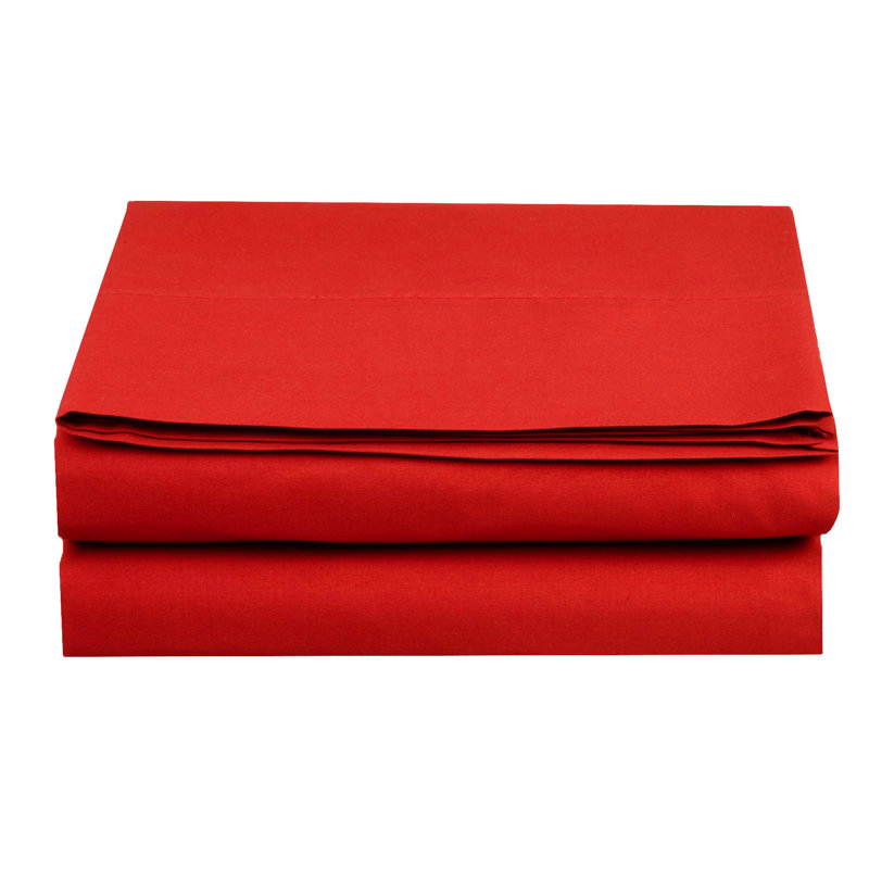 Drap en microfibre douce et respirante, Rouge, Drap plat pour lit simple