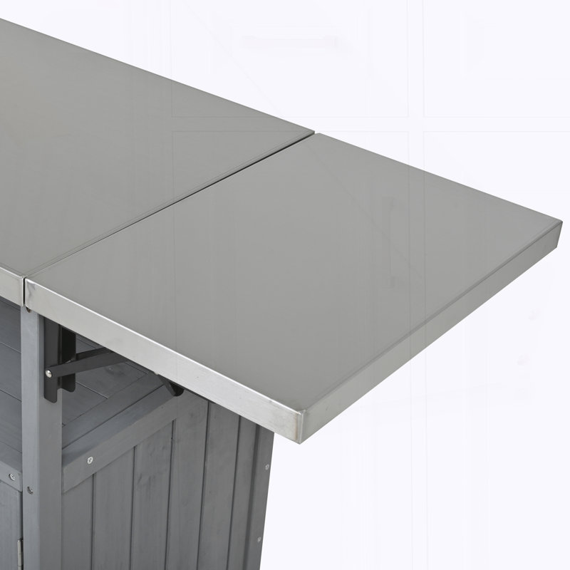 Foldable Outdoor Kitchen Island Patio Mobile Kitchen Cart Portable Outdoor Cooking Island with Lockable Wheels, Grey