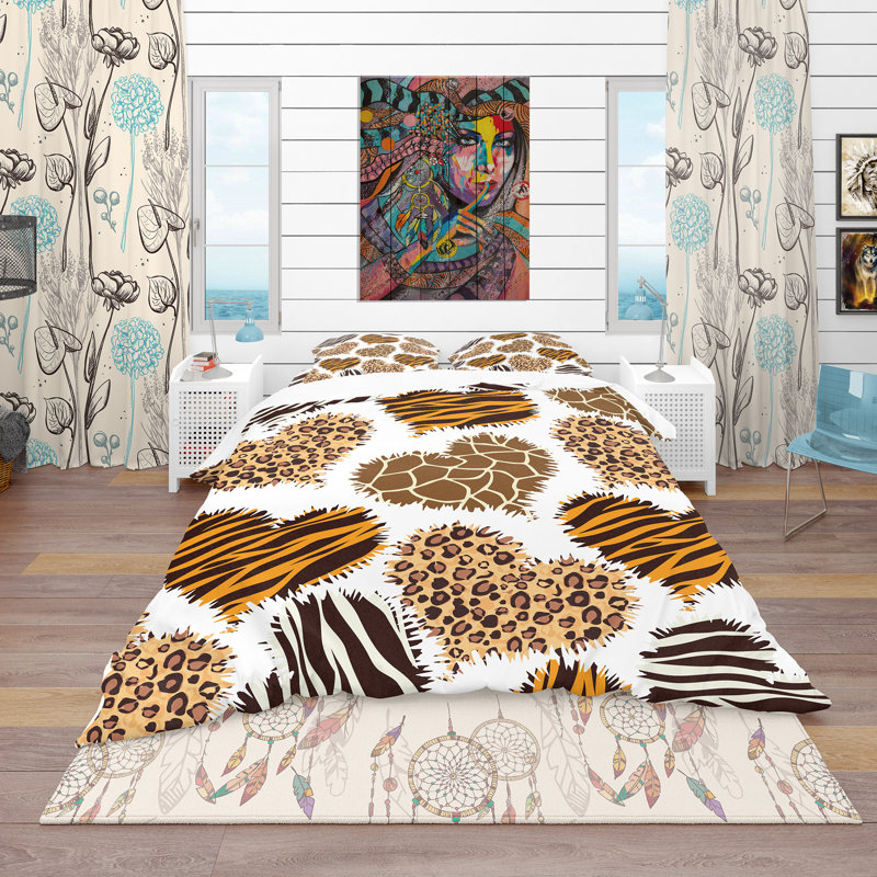 Ensemble de housse de couette tropical, Housse simple + 1 taie décorative