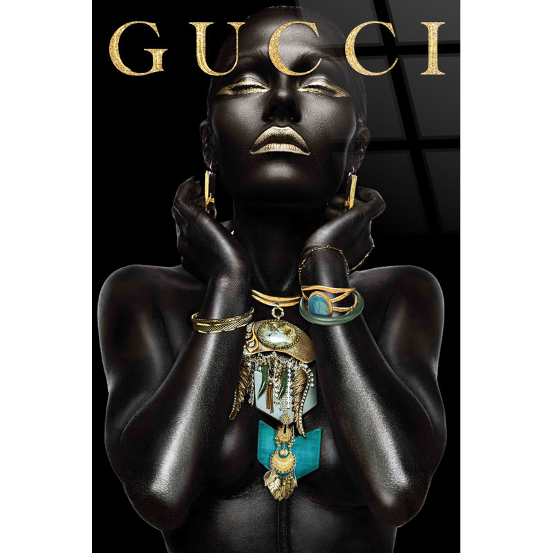 Verre trempé sans cadre Gilded Elegance avec art mural - 40 po x 60 po