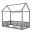 Grey Twin House Bed With Fence, Door - Pine Build Size Bed, Grey, Fence And