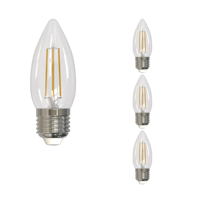LED Filament Pack of (4) 5.5 Watt Dimmable B11 Light Bulbs with Medium (E26) Base, 3000K
