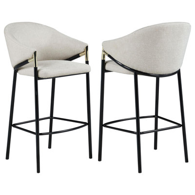 Tabourets de bar beiges noirs brillants (2), sièges de salle à manger contemporains avec coussins moelleux et sièges à la mode modernes de 2 po noirs, coussins en mousse élégants pour la maison