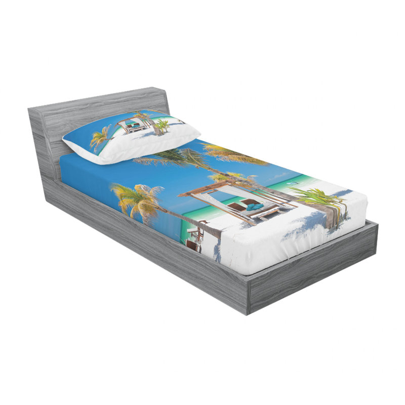 Ensemble de literie pour les lits de plage entre palmiers, Ensemble de draps pour lit simple TG avec drap-hou