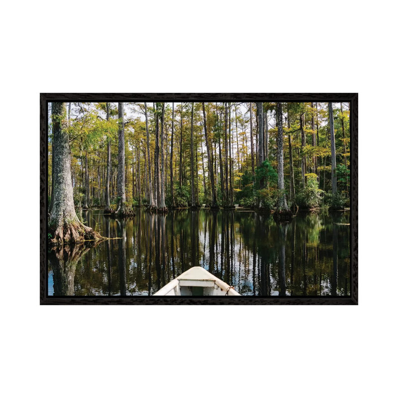 Charleston Cypress Gardens Boat III 1 Piece Wall Art on Canvas, 66.04cm H x 101.6cm W x 3.81cm D, Black Framed