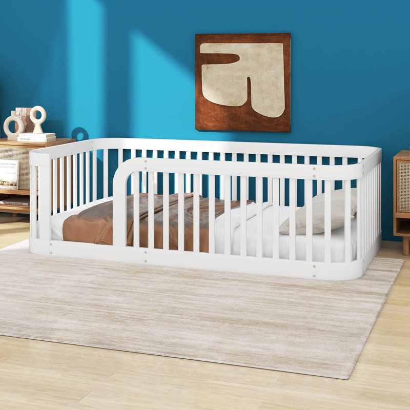 Structure de lit simple en bois massif, Blanc