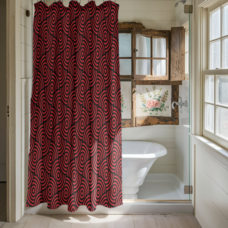 Rideau de douche Crimson Polka - Premium, H 74 po x l 71 po