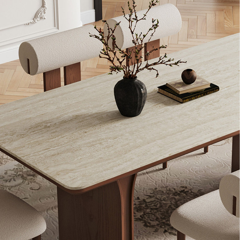 Retro light luxury rectangular dining table set, 29.5"H x 55.1"L x 31.5"W