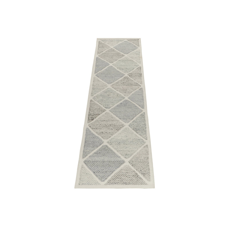 Scandinavian Wool Geometric Area Rug, Runner 3' x 14'