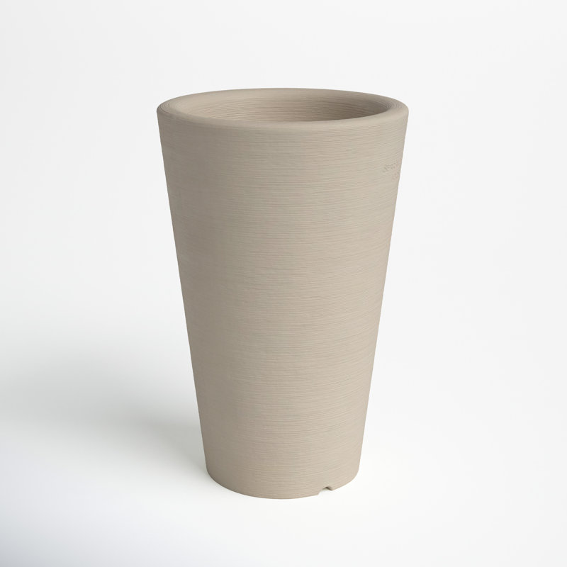 Liscio Di Siena Handmade Pot Planter, Dove Gray, 31" H x 21" W x 21" D
