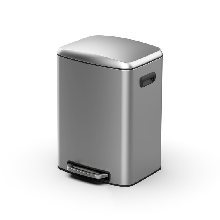 Silver 50L Stainless Steel Large Soft-Close Step Trash Can