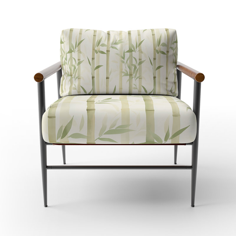 Chaise rembourrée Coastal, Bras ronds bruns
