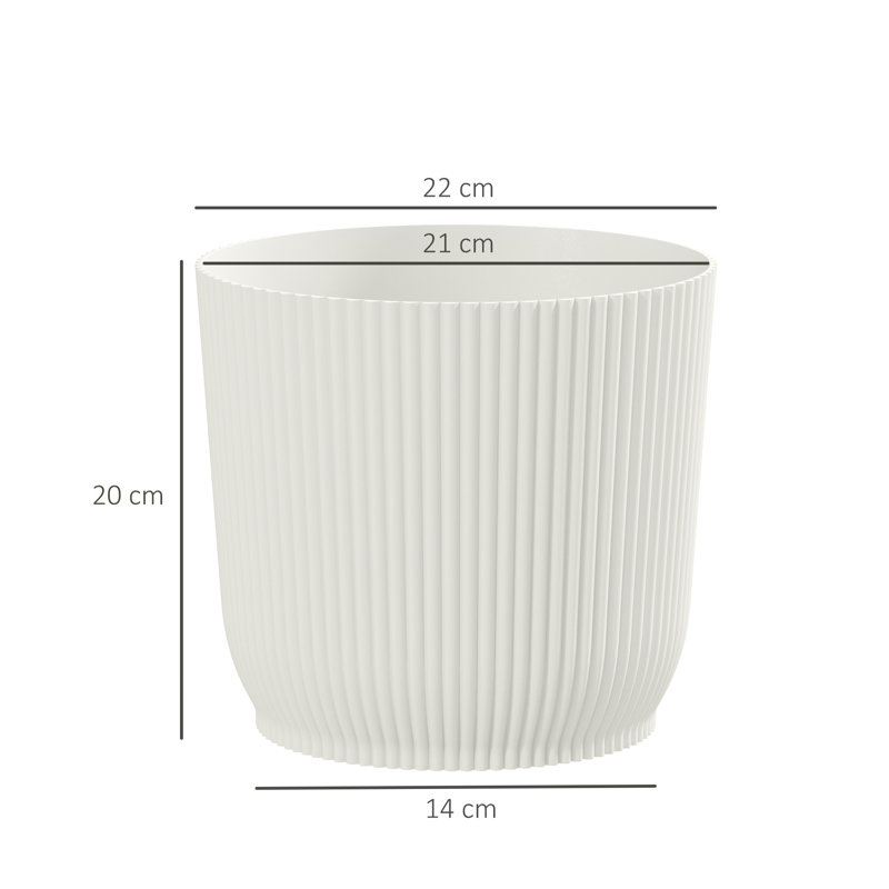 Ф22cm Planters, White, Set of 2