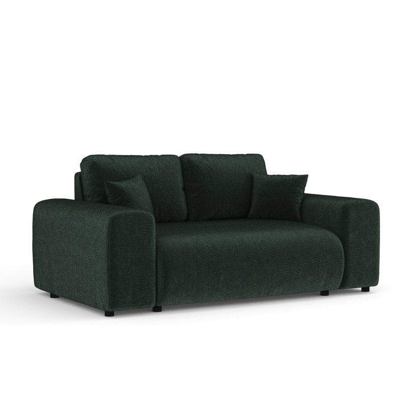 Two-seater square arms loveseat sofa, Green